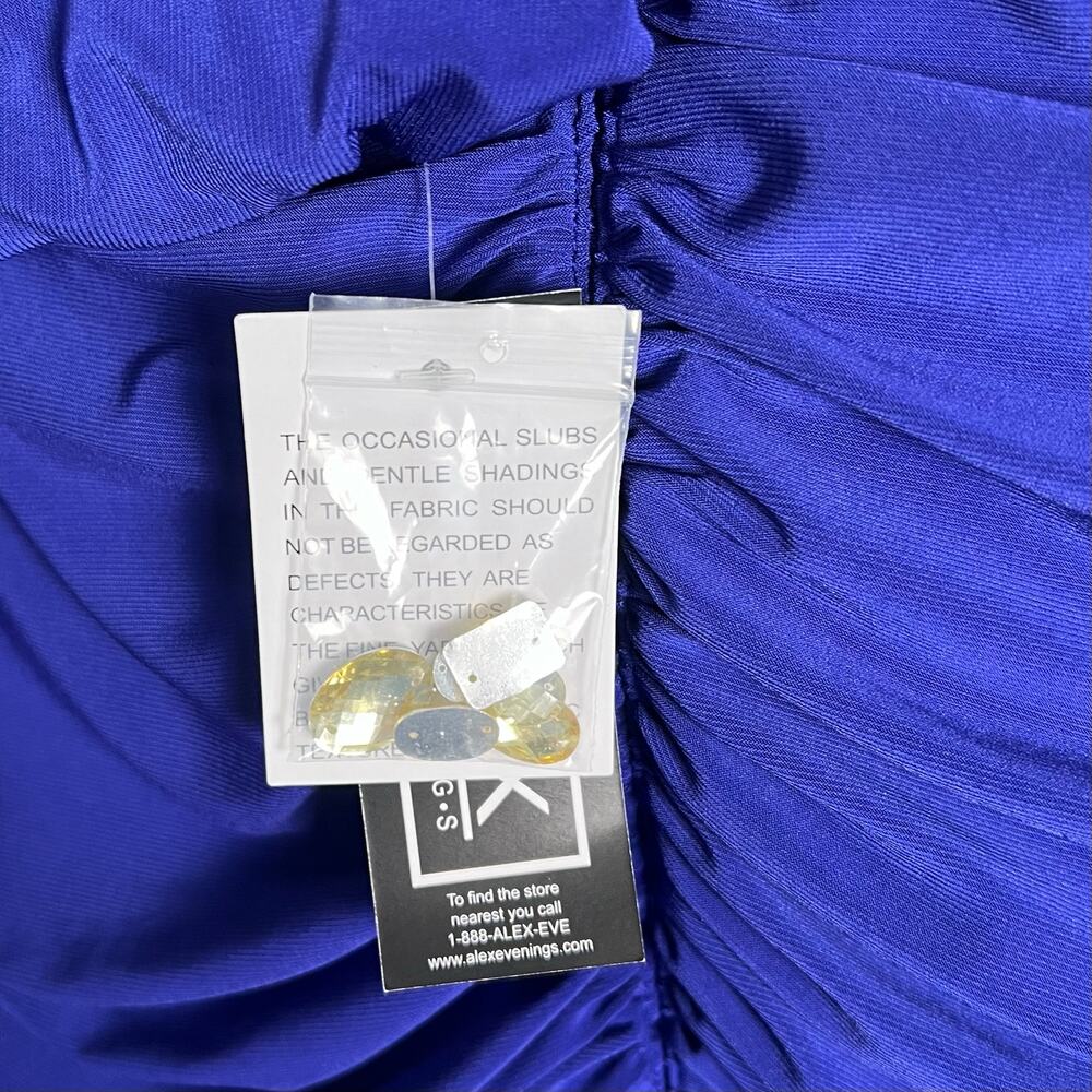 Alex Evenings Plus Size 14 Cobalt Blue Cold Shoulder Embellished Ruched Gown NWT - Picture 12 of 14